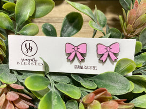 Hand Painted Bow Stud Earrings