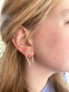 Sparkly Gold Bow Earrings