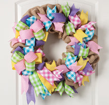 Load image into Gallery viewer, Pastel Spring Plaid Burlap Wreath - as seen in COUNTRY SAMPLER magazine - Easter - Simply Blessed
