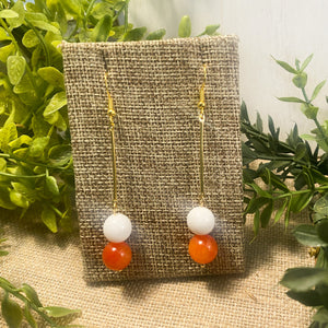 Orange and White Jade Earrings (Silver or Gold)