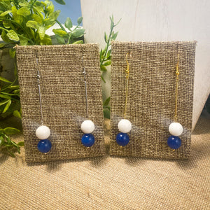 Blue and White Jade Earrings (Silver or Gold)