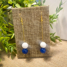 Load image into Gallery viewer, Blue and White Jade Earrings (Silver or Gold)
