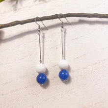 Load image into Gallery viewer, Blue and White Jade Earrings (Silver or Gold)
