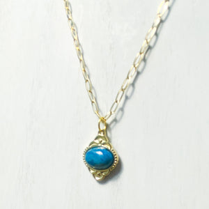 Boho Gold Stainless Steel Blue Gemstone Necklace