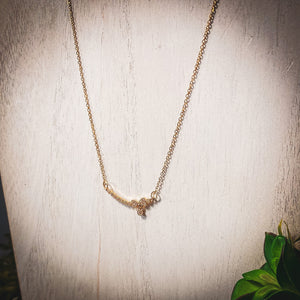 Clear Crystal Bow Dainty Gold Necklace
