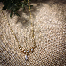 Load image into Gallery viewer, Clear Crystal Leaf Gold Necklace
