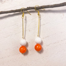 Load image into Gallery viewer, Orange and White Jade Earrings (Silver or Gold)
