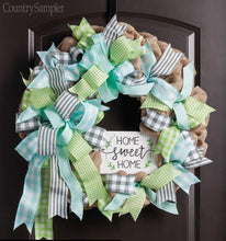 Load image into Gallery viewer, Spring Farmhouse Burlap Wreath - as seen in COUNTRY SAMPLER magazine - Easter
