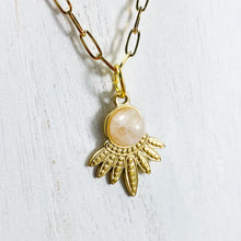 Load image into Gallery viewer, Boho Gold Stainless Steel Pink Floral Gemstone Necklace

