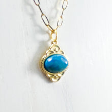 Load image into Gallery viewer, Boho Gold Stainless Steel Blue Gemstone Necklace
