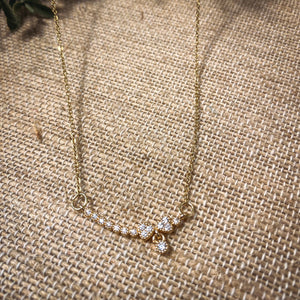 Clear Crystal Bow Dainty Gold Necklace
