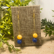 Load image into Gallery viewer, Blue and Gold Jade Earrings (Silver or Gold)
