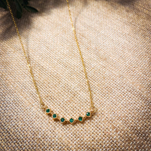 Green Crystal Dainty Gold Necklace