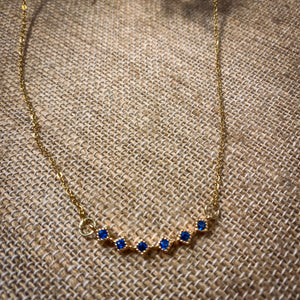 Blue Crystal Dainty Gold Necklace