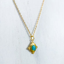Load image into Gallery viewer, Boho Gold Stainless Steel Teal Gemstone Necklace

