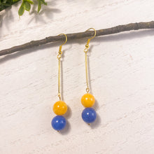 Load image into Gallery viewer, Blue and Gold Jade Earrings (Silver or Gold)

