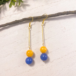Blue and Gold Jade Earrings (Silver or Gold)