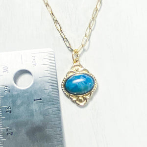 Boho Gold Stainless Steel Blue Gemstone Necklace